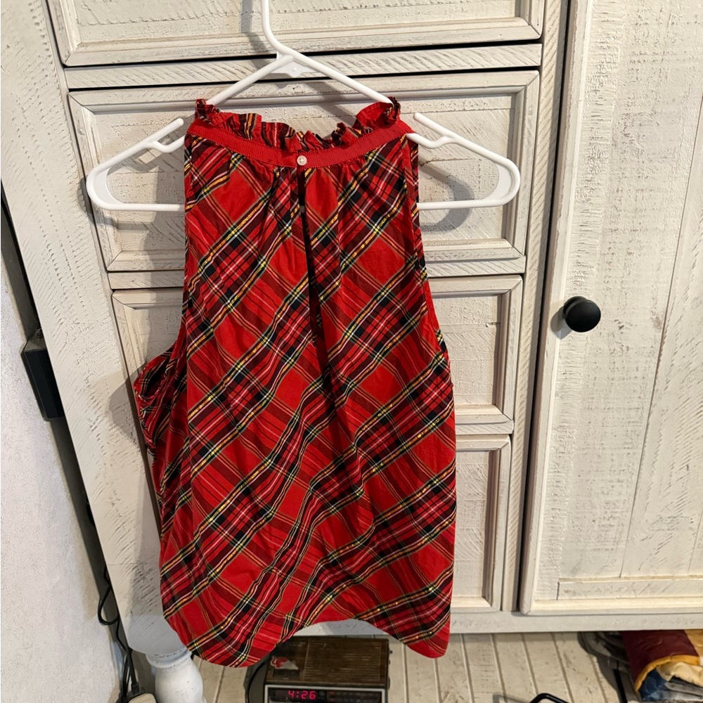 J. Crew Red Plaid Sleeveless Blouse - Picture 3 of 4